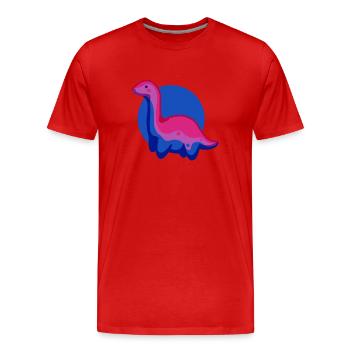 hugadino bi Dino, süßer Dinosaurier - Männer Premium Bio T-Shirt - Rot - Vorne - Damien (186cm)