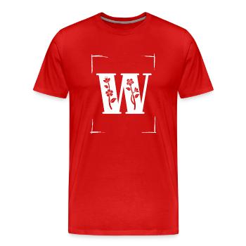 letter W initial - Men's Premium Organic T-Shirt - red - Front - Damien (186cm)