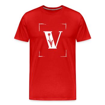 letter V initial - Men's Premium Organic T-Shirt - red - Front - Damien (186cm)