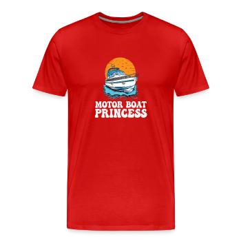 Motor Boat Princess Pontoon Queen Motorboating - Men's Premium Organic T-Shirt - red - Front - Damien (186cm)
