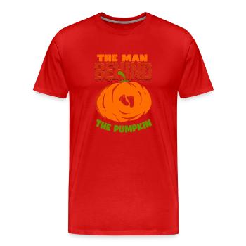 Pregnancy Announcement Halloween - Men's Premium Organic T-Shirt - red - Front - Damien (186cm)