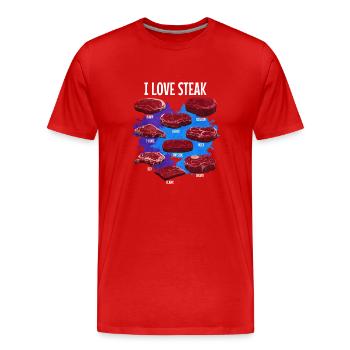 Steak - Männer Premium Bio T-Shirt - Rot - Vorne - Damien (186cm)
