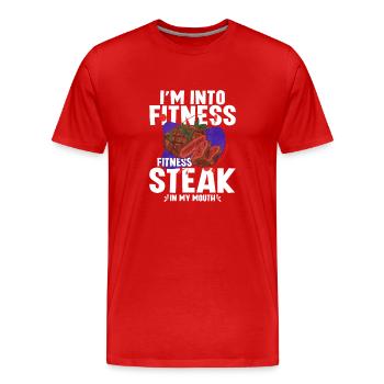 Steak - Männer Premium Bio T-Shirt - Rot - Vorne - Damien (186cm)
