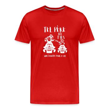 Tel Père Tel Fils Motoneige Cross Sport - Männer Premium Bio T-Shirt - Rot - Vorne - Damien (186cm)