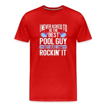 Nettoyage de piscine Travail Gardien de piscine - T-shirt bio Premium Homme - rouge - Devant - Damien (186cm)