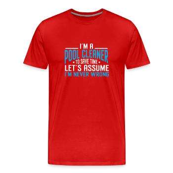 Nettoyage de piscine Travail Gardien de piscine - T-shirt bio Premium Homme - rouge - Devant - Damien (186cm)
