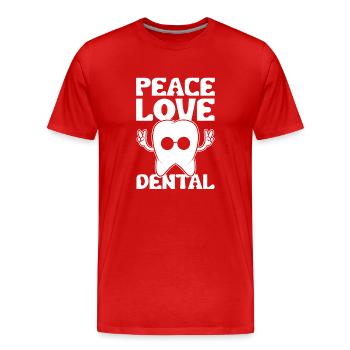 Peace Love Dental Zahnarzthelferin - Männer Premium Bio T-Shirt - Rot - Vorne - Damien (186cm)