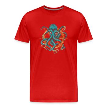 Oktopus Meeresbewohner Ozean Tier Geschenk Kraken - Männer Premium Bio T-Shirt - Rot - Vorne - Damien (186cm)