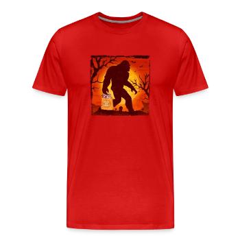 Drôle de tour ou de friandise Halloween Bigfoot - T-shirt bio Premium Homme - rouge - Devant - Damien (186cm)