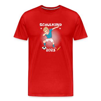 Schulkind 2023 - Männer Premium Bio T-Shirt - Rot - Vorne - Damien (186cm)