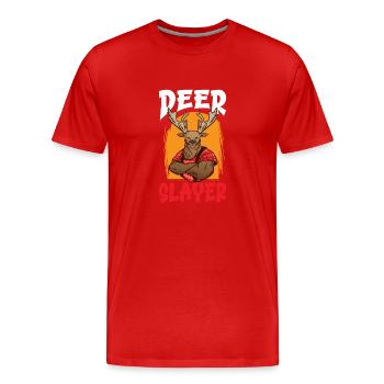 Chasse au cerf Chasseurs de cerfs Saison de chasse au chevreuil Chasse au chevreuil - T-shirt bio Premium Homme - rouge - Devant - Damien (186cm)