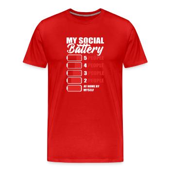 My Social Battery Maverick - Men's Premium Organic T-Shirt - red - Front - Damien (186cm)