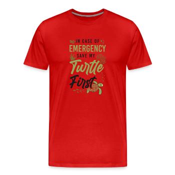 Tortue de mer en cas de - T-shirt bio Premium Homme - rouge - Devant - Damien (186cm)