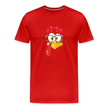 Turkey Face Leopard Print Glasses Thanksgiving - Men's Premium Organic T-Shirt - red - Front - Damien (186cm)