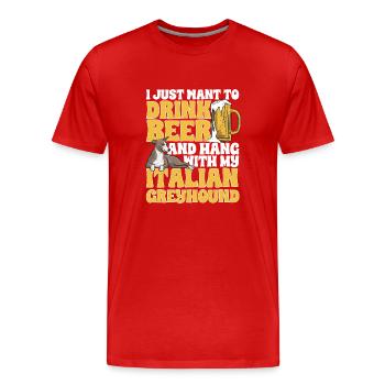 Italian Greyhound Greyhound Dogs - Men's Premium Organic T-Shirt - red - Front - Damien (186cm)