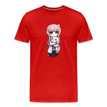 Anime Katzen Kawaii Teen Otaku Mädchen Mit Katze - Männer Premium Bio T-Shirt - Rot - Vorne - Damien (186cm)