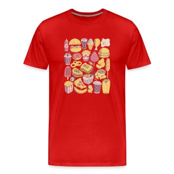 Fast Food Doodles Junk Food Snacks Unhealthy Delicious - Men's Premium Organic T-Shirt - red - Front - Damien (186cm)