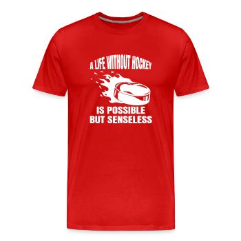 Joueur de hockey Équipe de hockey sur glace Fan de hockey sur glace - T-shirt bio Premium Homme - rouge - Devant - Damien (186cm)