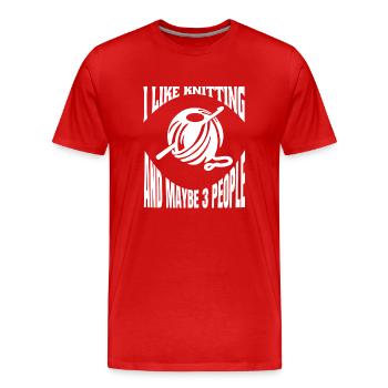 Tricoteuse Crochet Tricoter Couturière Tailleur - T-shirt bio Premium Homme - rouge - Devant - Damien (186cm)