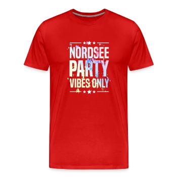 North Sea Party Vibes - Men's Premium Organic T-Shirt - red - Front - Damien (186cm)