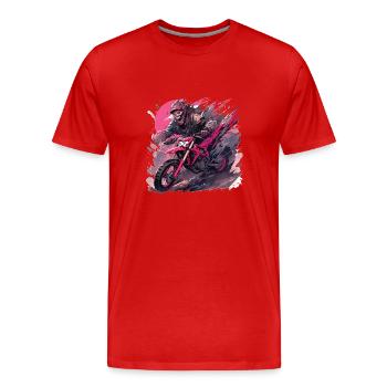 Skull Skull Motocross Dirt Bike - T-shirt bio Premium Homme - rouge - Devant - Damien (186cm)