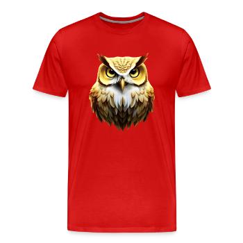 Owl - Men's Premium Organic T-Shirt - red - Front - Damien (186cm)