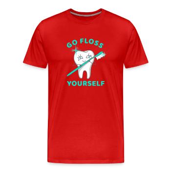 Allez passer la soie dentaire vous-même - T-shirt bio Premium Homme - rouge - Devant - Damien (186cm)