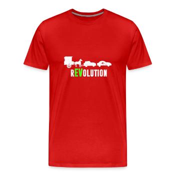 Elektrofahrzeug rEVolution EV-Treiber - Männer Premium Bio T-Shirt - Rot - Vorne - Damien (186cm)