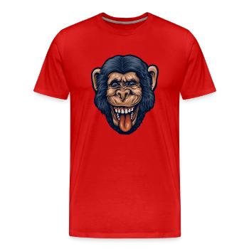 Chimp head - Men's Premium Organic T-Shirt - red - Front - Damien (186cm)