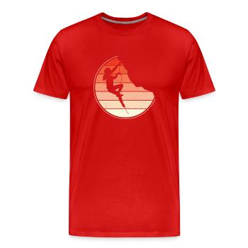 Escalade, fille sur une corde raide - T-shirt bio Premium Homme - rouge - Devant - Damien (186cm)
