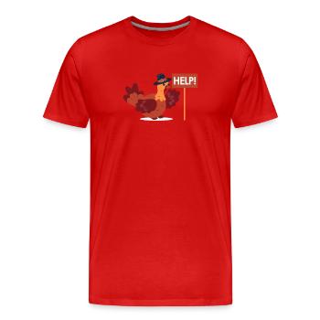 Turkey Day Help Sign Funny Thanksgiving - Men's Premium Organic T-Shirt - red - Front - Damien (186cm)