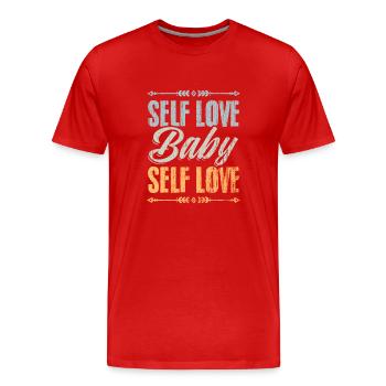 Vintage Self Love Baby Self Love Positive Vibes - Männer Premium Bio T-Shirt - Rot - Vorne - Damien (186cm)