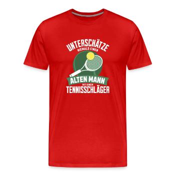 Tennisspieler Geschenk Tennisschläger Tennis-Match - Männer Premium Bio T-Shirt - Rot - Vorne - Damien (186cm)