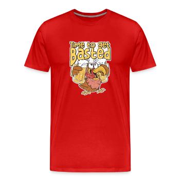 Zeit, sich zu besaufen Lustige biertrinkende Thank - Männer Premium Bio T-Shirt - Rot - Vorne - Damien (186cm)