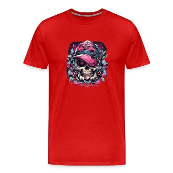 Crâne Crâne Crânes Crâne Squelette - T-shirt bio Premium Homme - rouge - Devant - Damien (186cm)