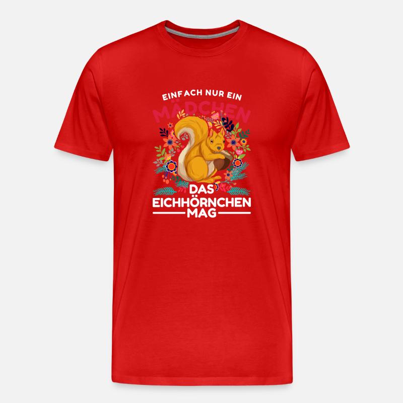 Waldbewohner Blumen Mädchen Geschenk Eichhörnchen - Männer Premium Bio T-Shirt - Rot
