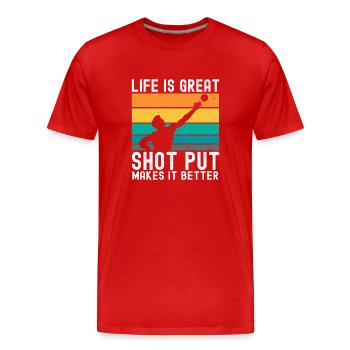 Kugelstoßen Werfen Leichtathletik - Männer Premium Bio T-Shirt - Rot - Vorne - Damien (186cm)