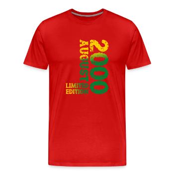 2000 Août Édition Limitée 23e Tenue d’anniversaire - T-shirt bio Premium Homme - rouge - Devant - Damien (186cm)
