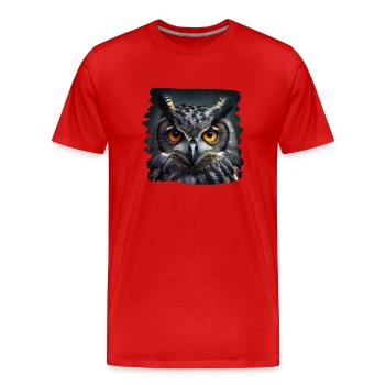 Owls Owl Owl Eagle Owl Night Owl Owl - Men's Premium Organic T-Shirt - red - Front - Damien (186cm)