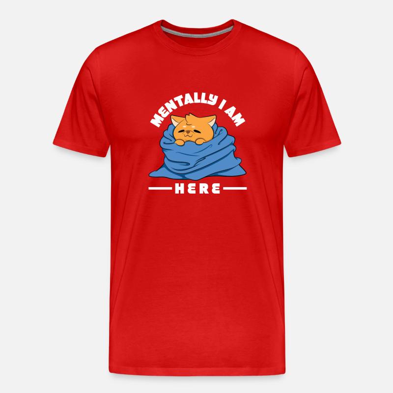 Geistig bin ich hier - Männer Premium Bio T-Shirt - Rot