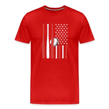 Baseballschläger mit Amerika Flagge - Männer Premium Bio T-Shirt - Rot - Vorne - Damien (186cm)