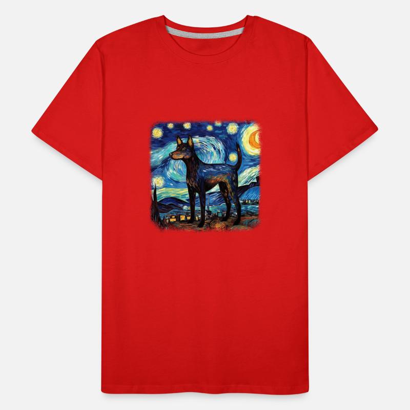 Australian Kelpie Van gogh starry night Men's Premium Organic T-Shirt