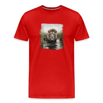 Lion lion réaliste lion - T-shirt bio Premium Homme - rouge - Devant - Damien (186cm)