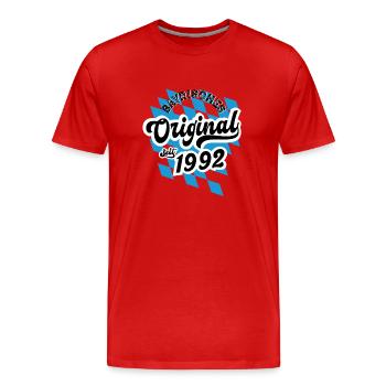 Bayrisches Original seit 1992 Geburtstag - Männer Premium Bio T-Shirt - Rot - Vorne - Damien (186cm)