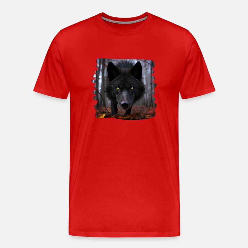 Wölfe realistic Wolf - Männer Premium Bio T-Shirt - Rot