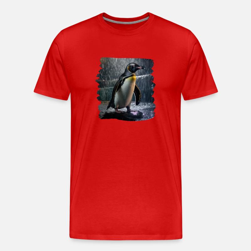 Pinguine realistic Pinguin - Männer Premium Bio T-Shirt - Rot