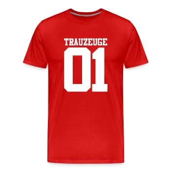 Hochzeit Junggesellenabschied Trauzeuge - Männer Premium Bio T-Shirt - Rot - Vorne - Damien (186cm)