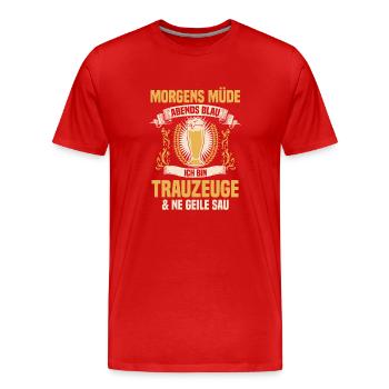 Hochzeit Junggesellenabschied Trauzeuge - Männer Premium Bio T-Shirt - Rot - Vorne - Damien (186cm)