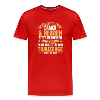 Hochzeit Junggesellenabschied Trauzeuge - Männer Premium Bio T-Shirt - Rot - Vorne - Damien (186cm)