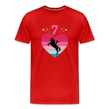 Reiterin Pferd Reitsport 7. Geburtstag Pony Reiten - Männer Premium Bio T-Shirt - Rot - Vorne - Damien (186cm)